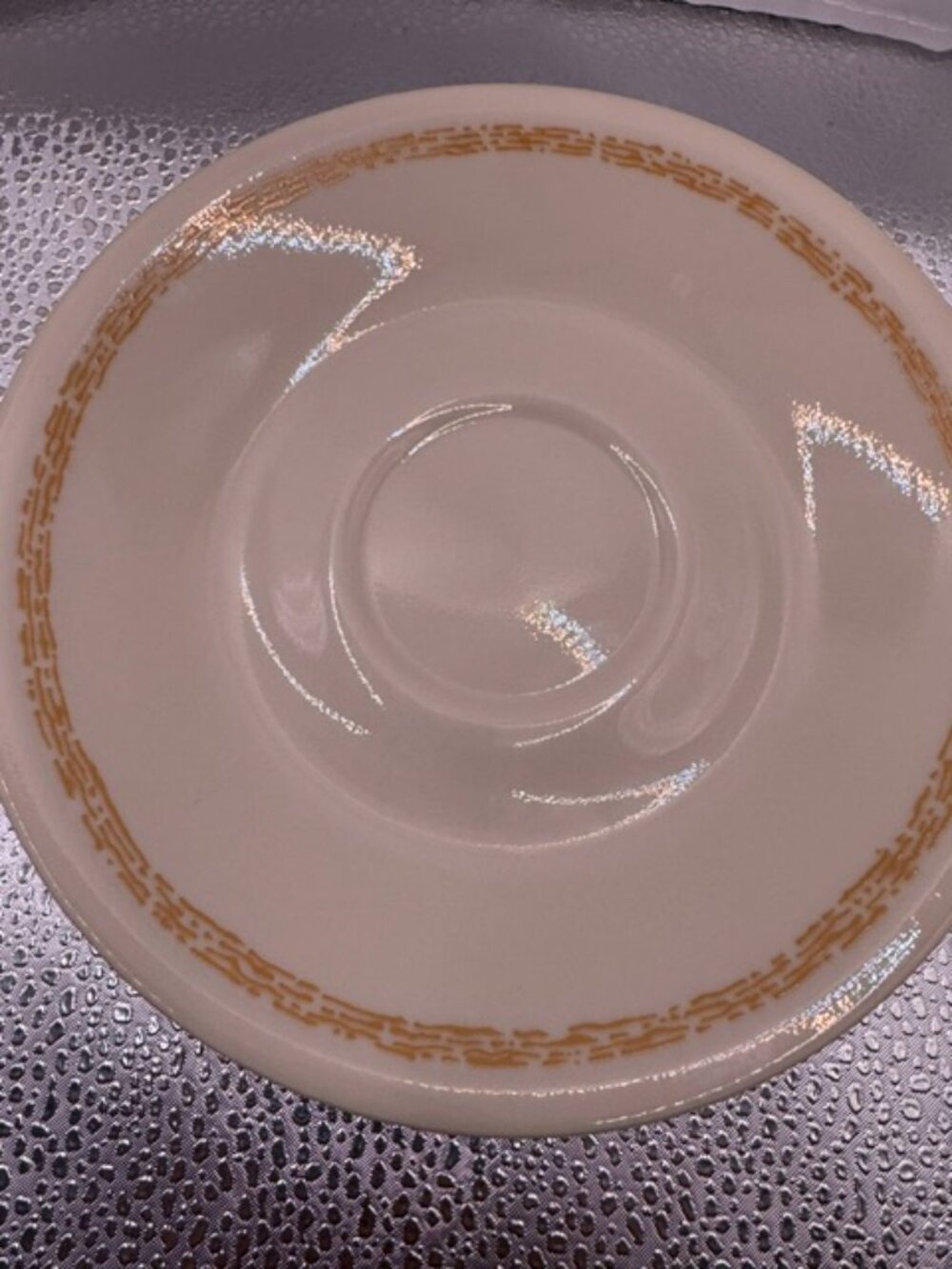 VTG. CORELLE "MIRAGE" 7~6.25" SAUCERS ONLY GOLD TRIM ON BEIGE BODY